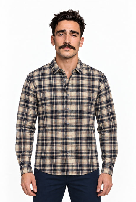 NAL0102D2 modern check shirt – Vorderansicht am Model