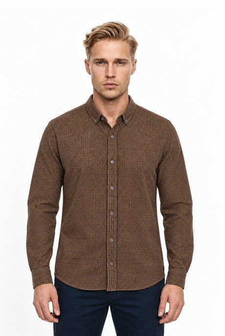 NAL0113D4 modern houndstooth shirt – Vorderansicht am Model