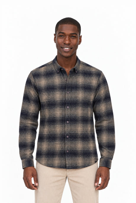 NAL0115D4 mouliné check shirt 670 – Vorderansicht am Model