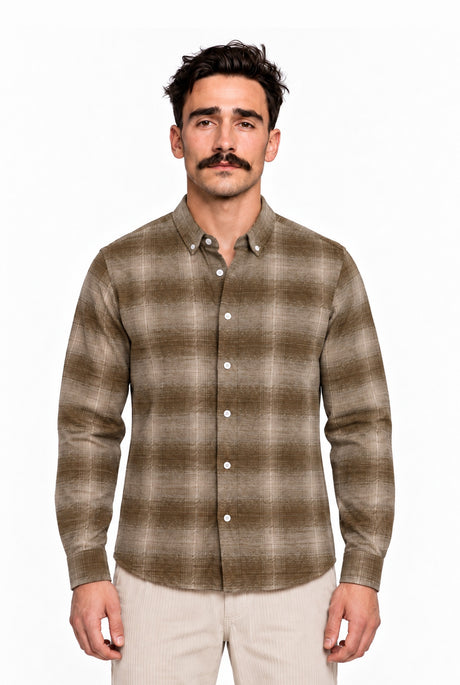 NAL0115D4 mouliné check shirt 771 – Vorderansicht am Model