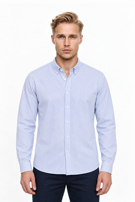 NAM0104D2 The oxford stripe Shirt – Vorderansicht am Model
