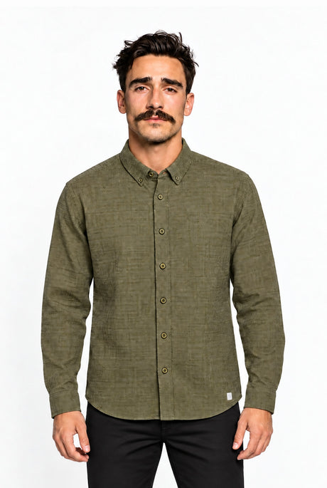 The Two Tone Structure Shirt tea leaf – front