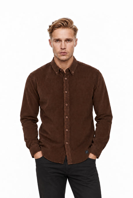 The Babycord Modern Fit Shirt cocoa – front