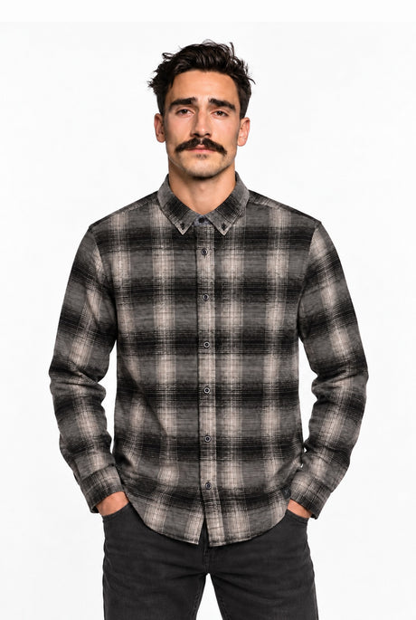 The Mouline Check Shirt licorice – front