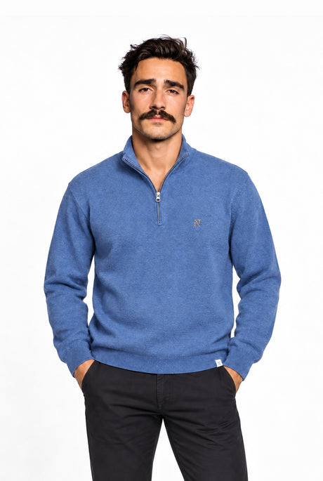 The Quarter Zip Sweater blue horizon – front