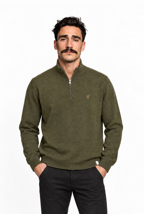 The Quarter Zip Sweater tea leaf – front