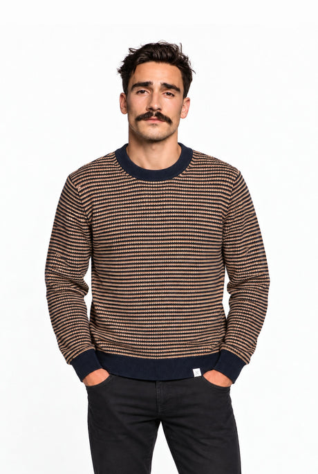 The Striped Structure Sweater sky captain – front