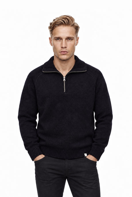 The Cozy Quarter Zip Sweater sky captain – front