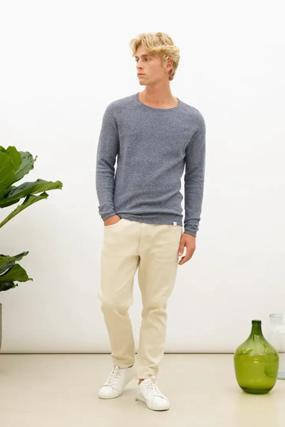 カットソー(長袖/七分) HEAVY HONEYCOMB CREW NECK PULLOVER Honeycomb Crewneck Sweater - Stone Grey | Mens Crewneck | One Bone