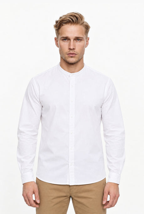 NOS015 special mini collar shirt bright white – Front