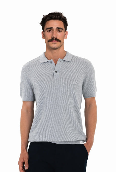 NOS038 racket polo grey melange – Front
