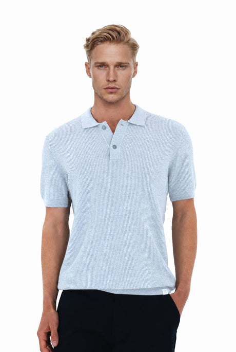 NOS038 racket polo light blue – Front