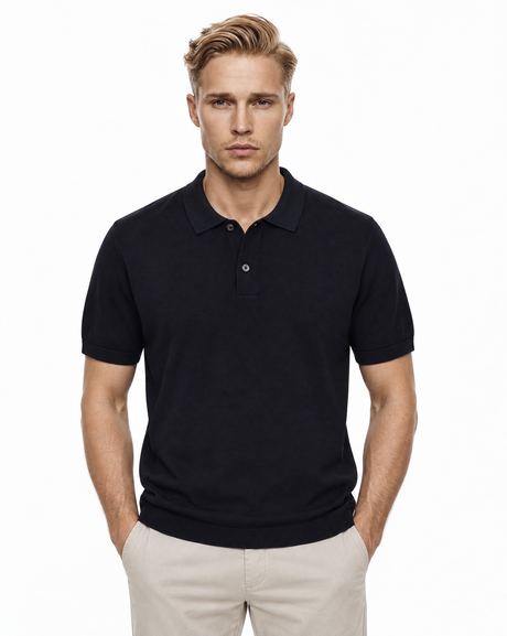 NAM1202D3 cotton silk polo sky captain front