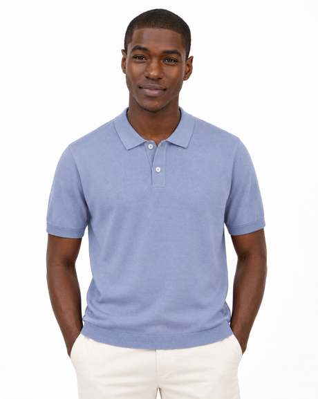 NAM1202D3 cotton silk polo serenity front