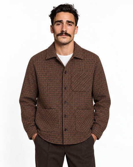 NAL0601D3 houndstooth overshirt rain drum front