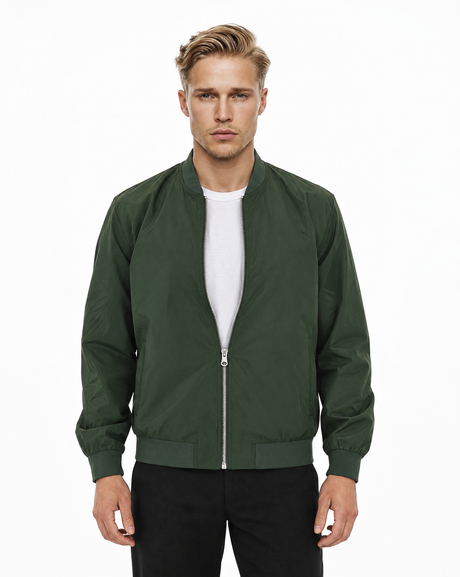 NOS037 nylon bomber mineral green front