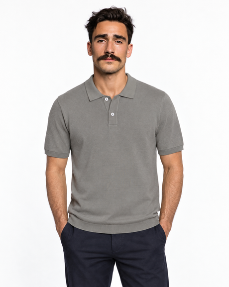 NAM1202D3 cotton silk polo slate gray front